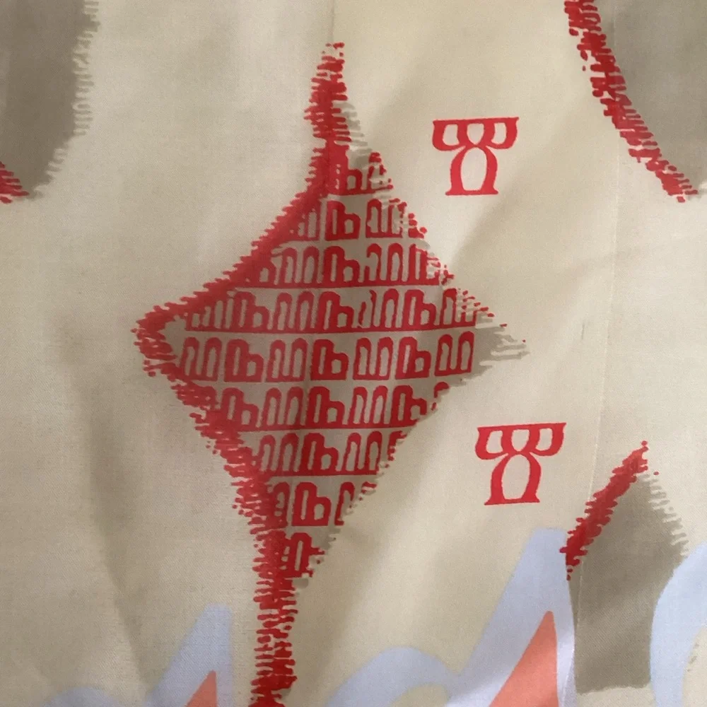 Croata Silk Scarf 26x26 Orange Cream  Geometric Logo Square Made in Croatia